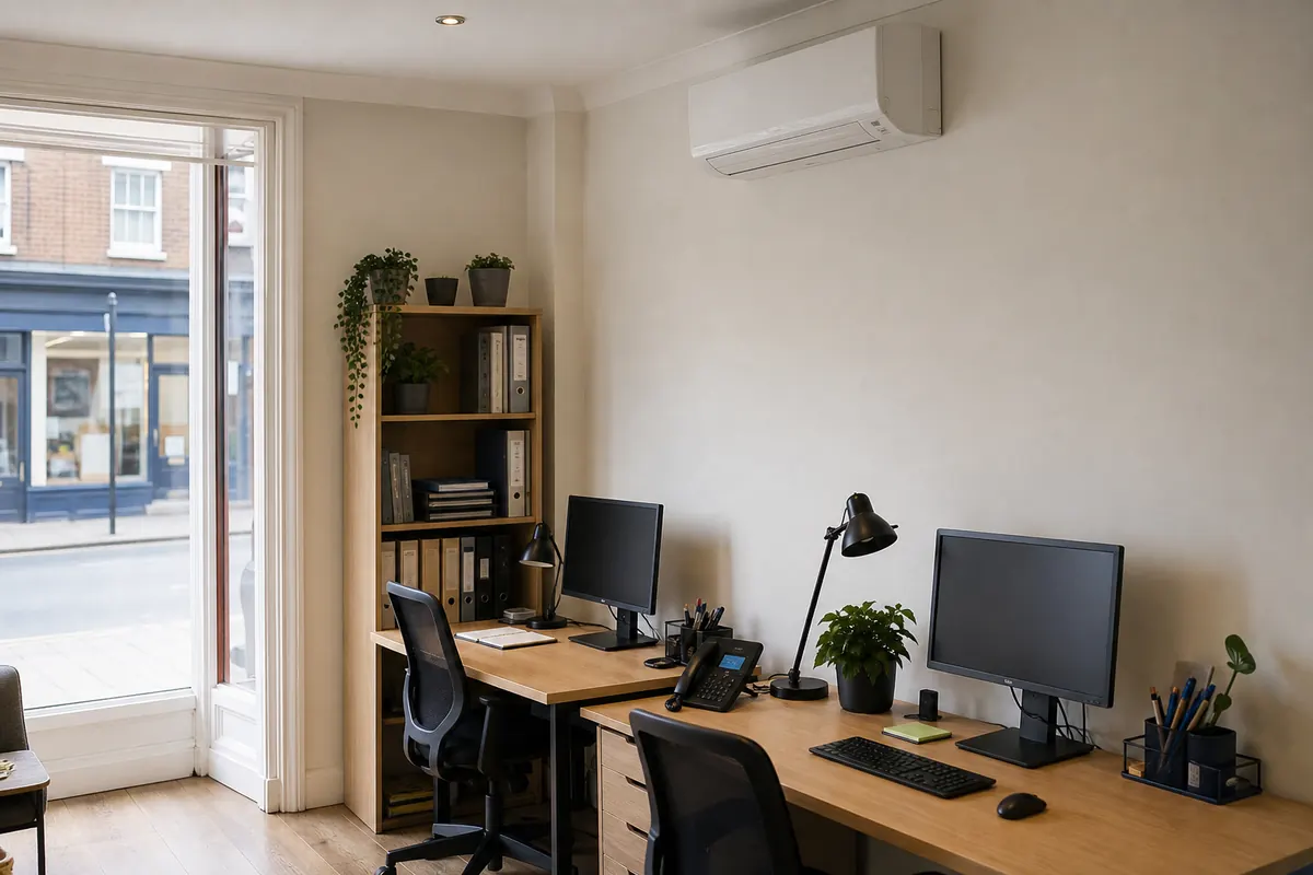 Wall-mounted air conditioning in a home office Wall-mounted air conditioning in a home office